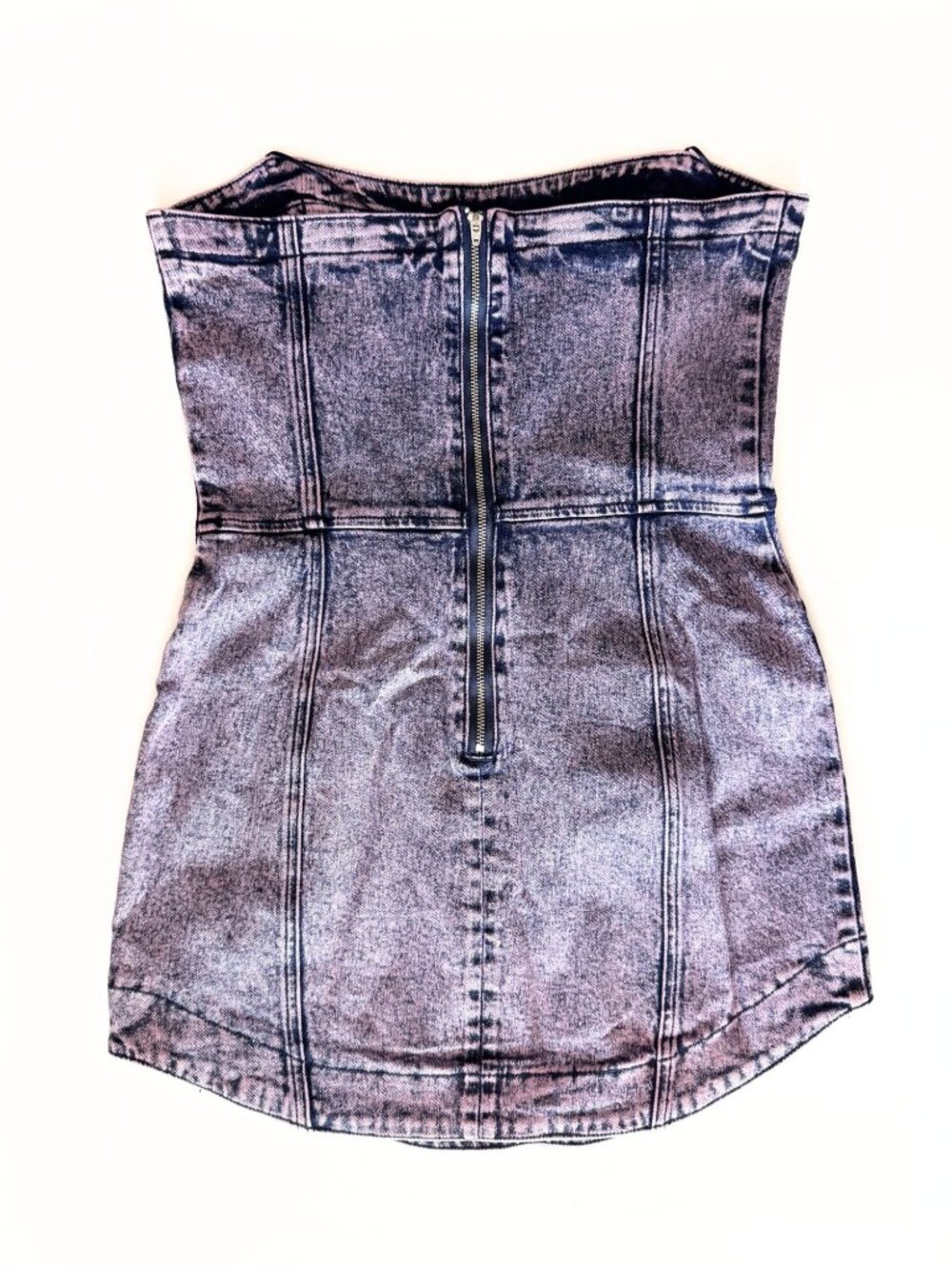 Amanda Uprichard Joss Dress Pink Acid Denim Mini NWT Strapless - Picture 3 of 9